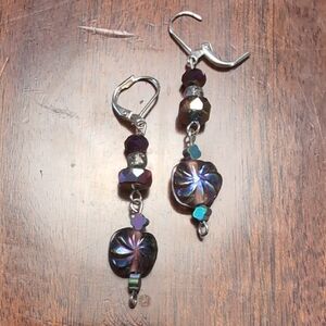 Iridescent Leaf Drop Earrings